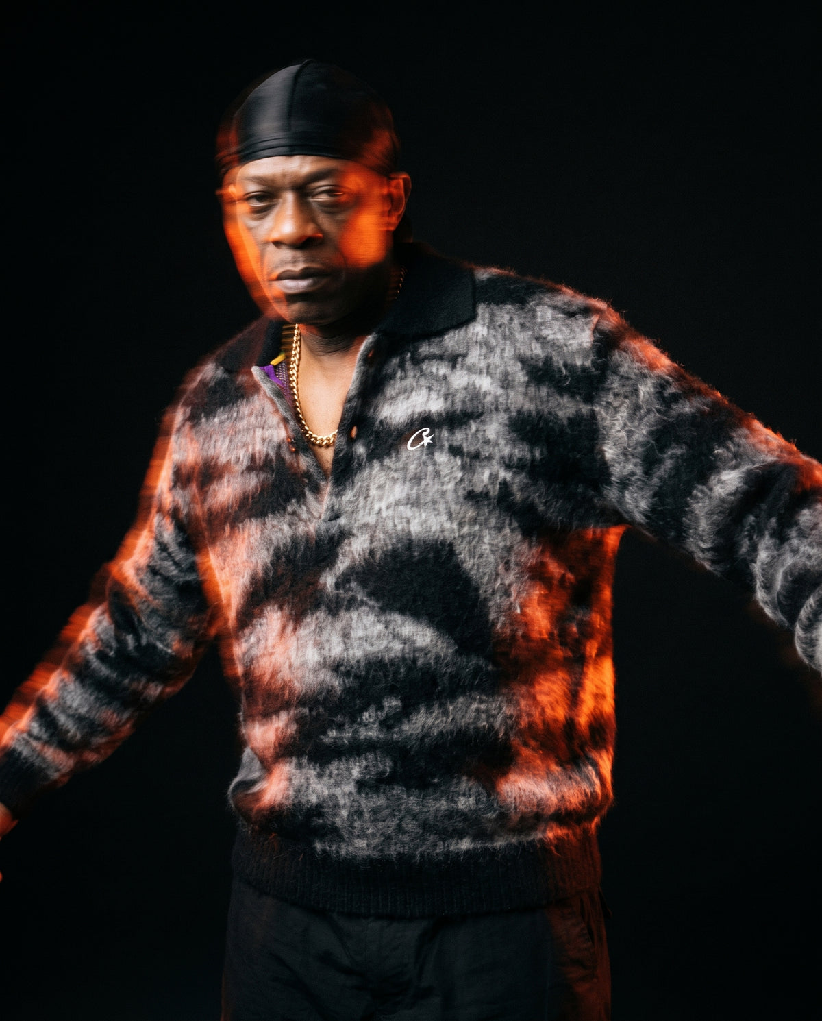 Corteiz mohair knit polo in motion