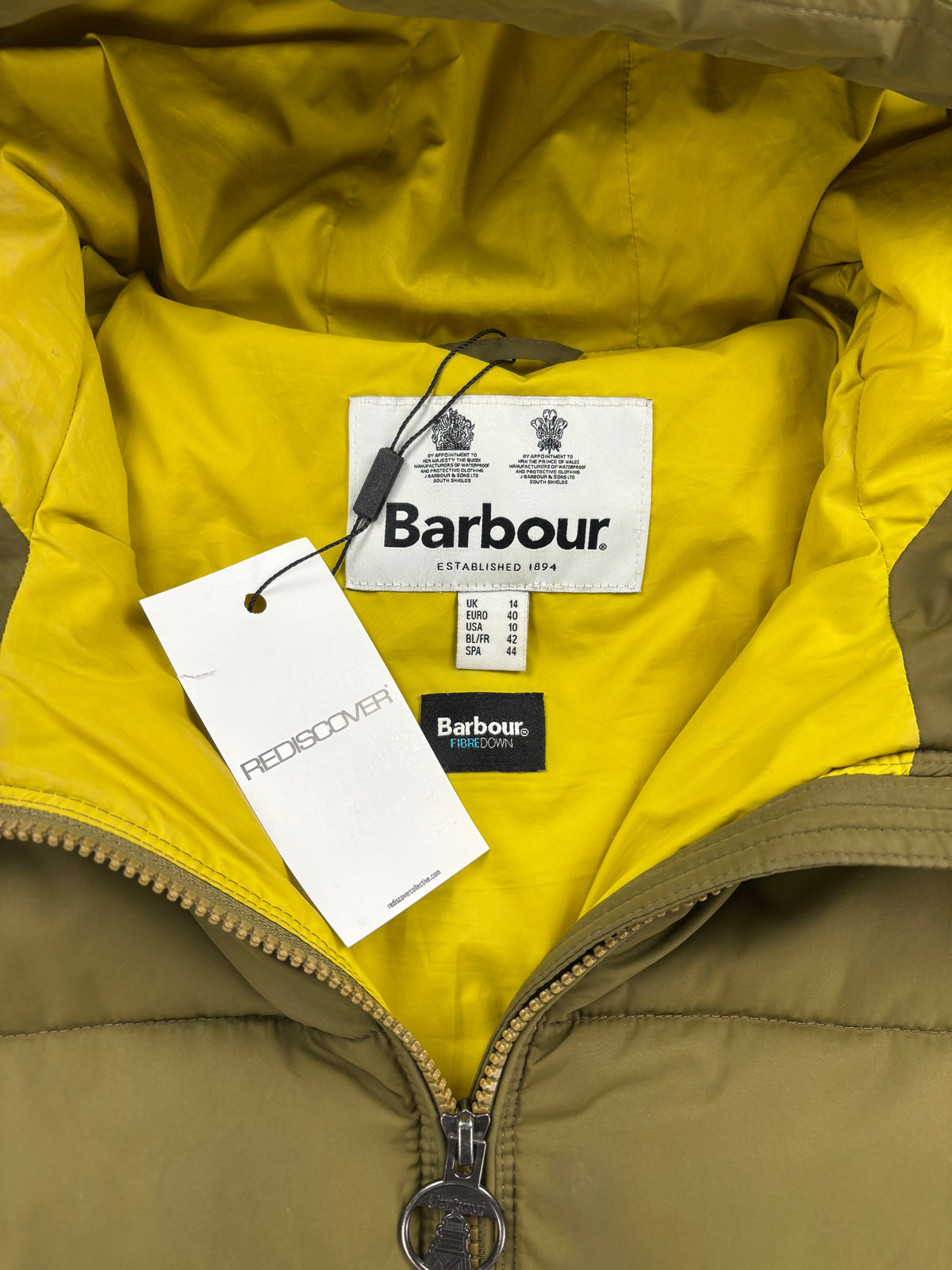 Barbour Saunton Quilt Hooded Puffer Jacket Olive Women's UK 14