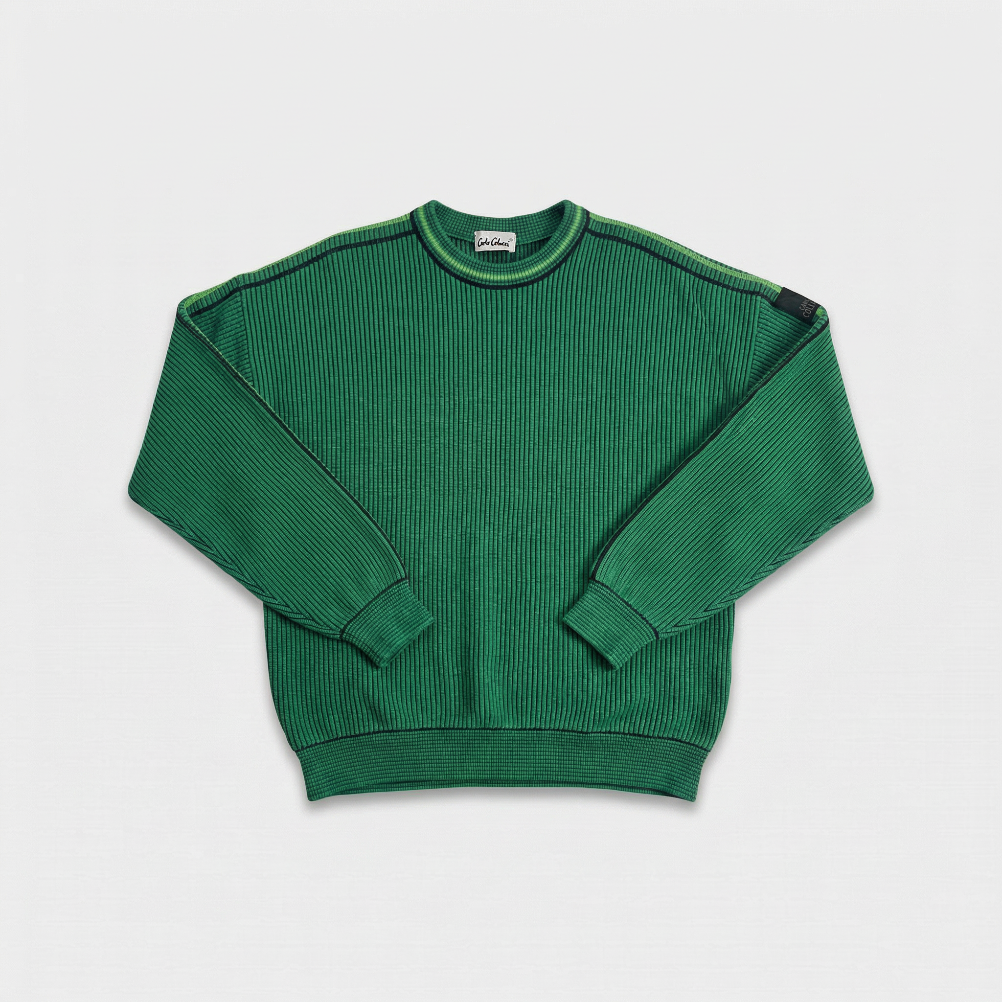 Carlo Colucci Ribbed Knit Crewneck Sweater