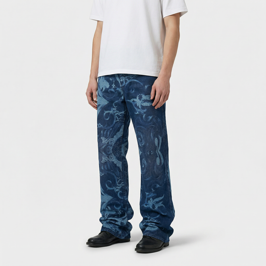 Versace Jeans Signature Baroque Print Denim