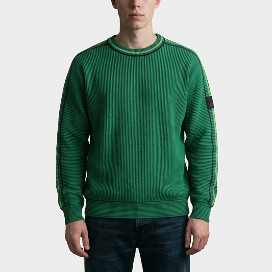 Carlo Colucci Ribbed Knit Crewneck Sweater