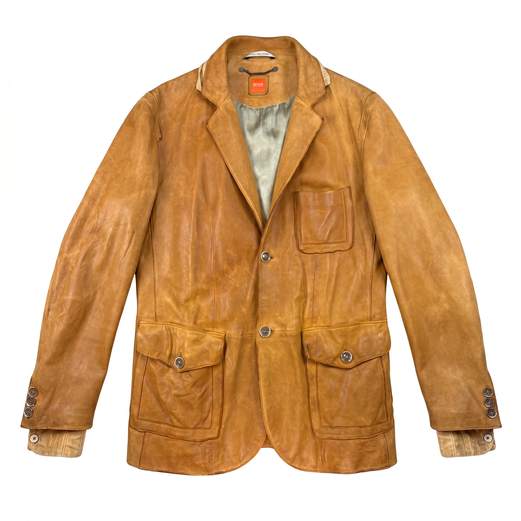 Hugo Boss Orange Lambskin Leather Blazer