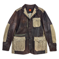 Boss Orange Jofi-D Two-Tone Leather & Canvas Jacket — Convertible Shoulder Bag