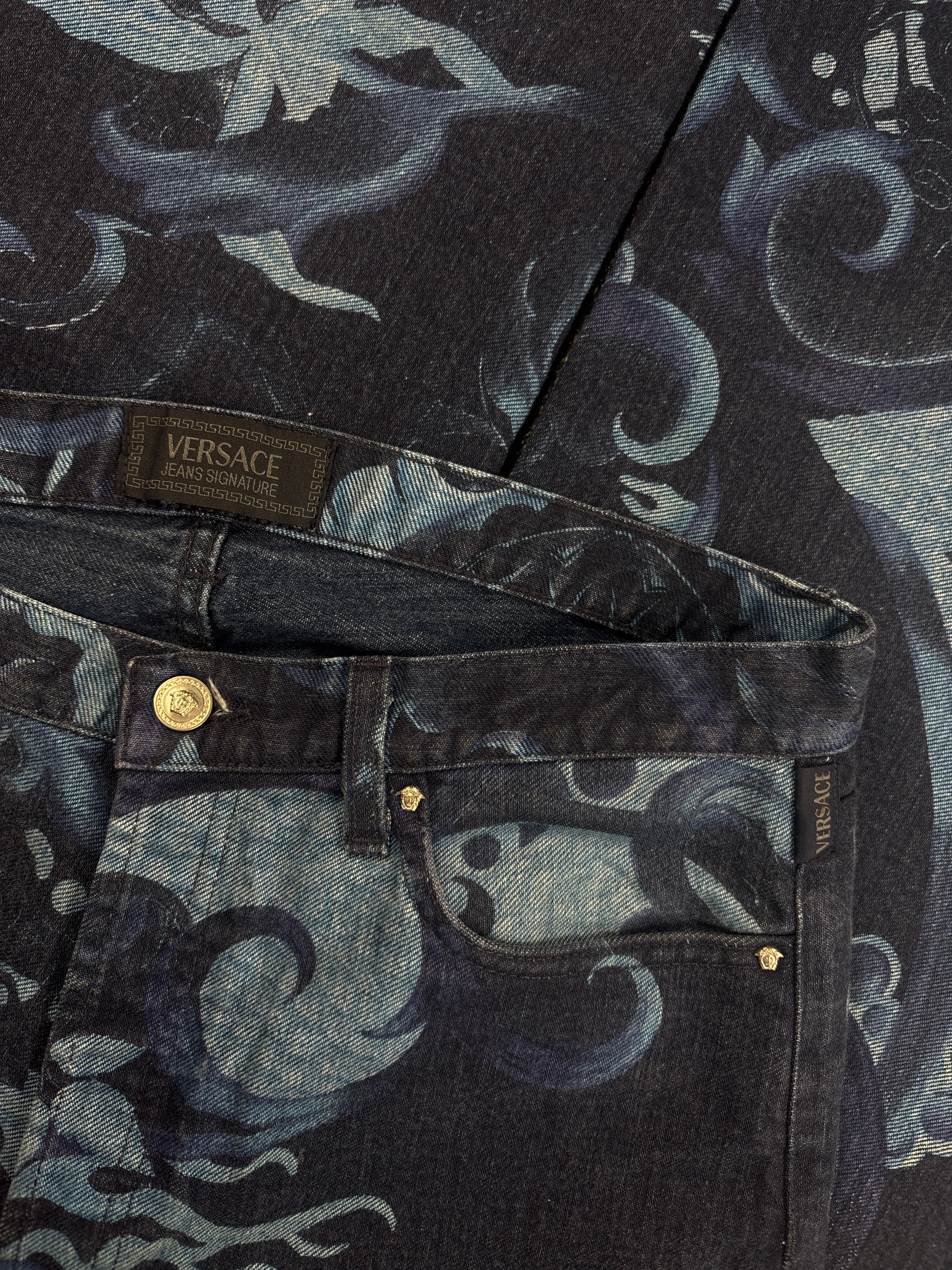 Versace Jeans Signature Baroque Print Denim