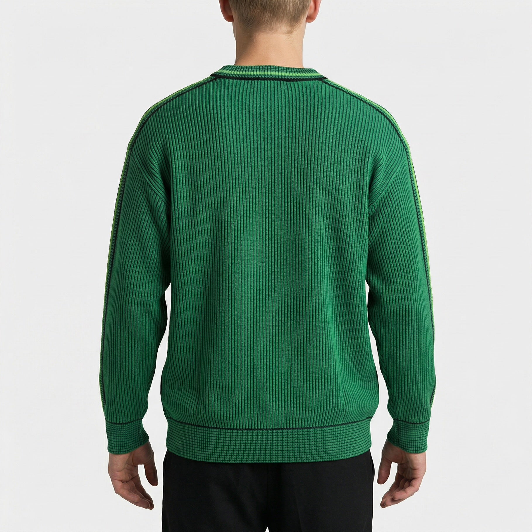 Carlo Colucci Ribbed Knit Crewneck Sweater