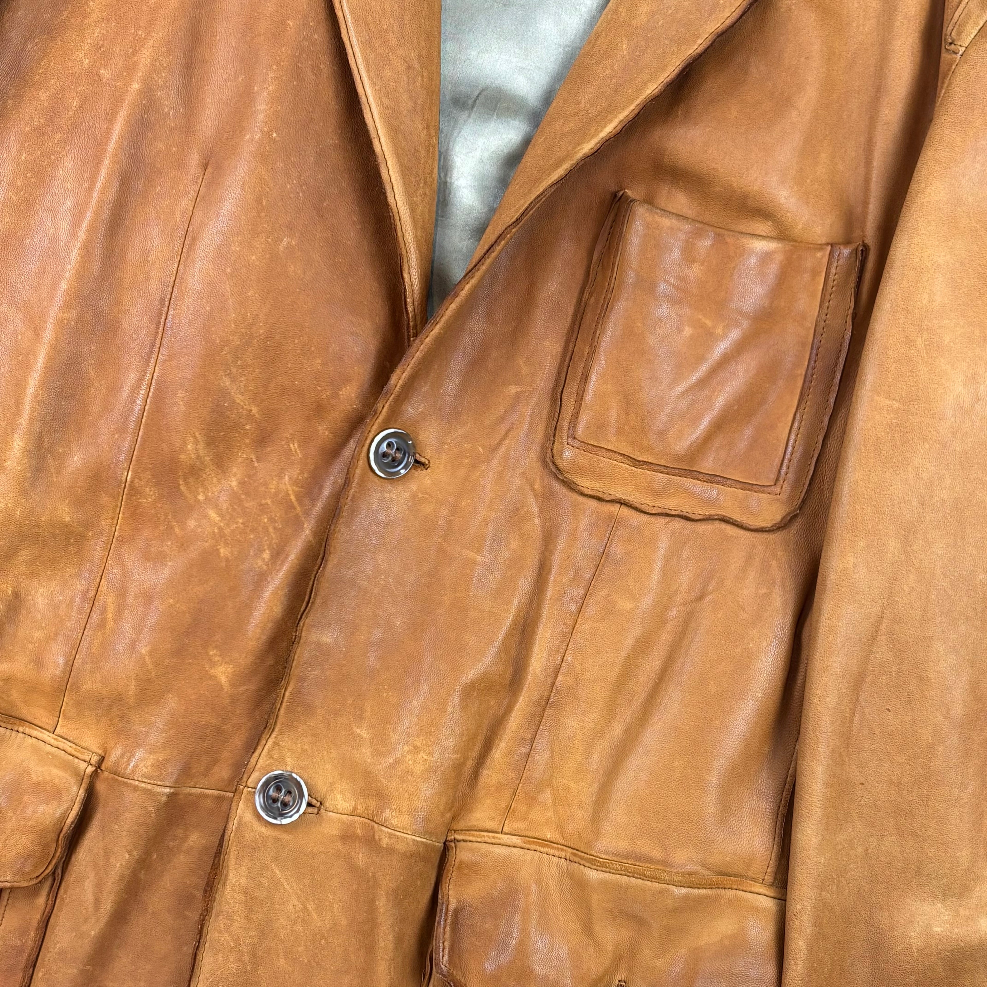 Hugo Boss Orange Lambskin Leather Blazer