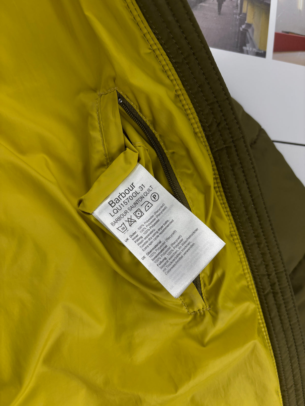 Barbour Saunton Quilt Hooded Puffer Jacket Olive Women's UK 14