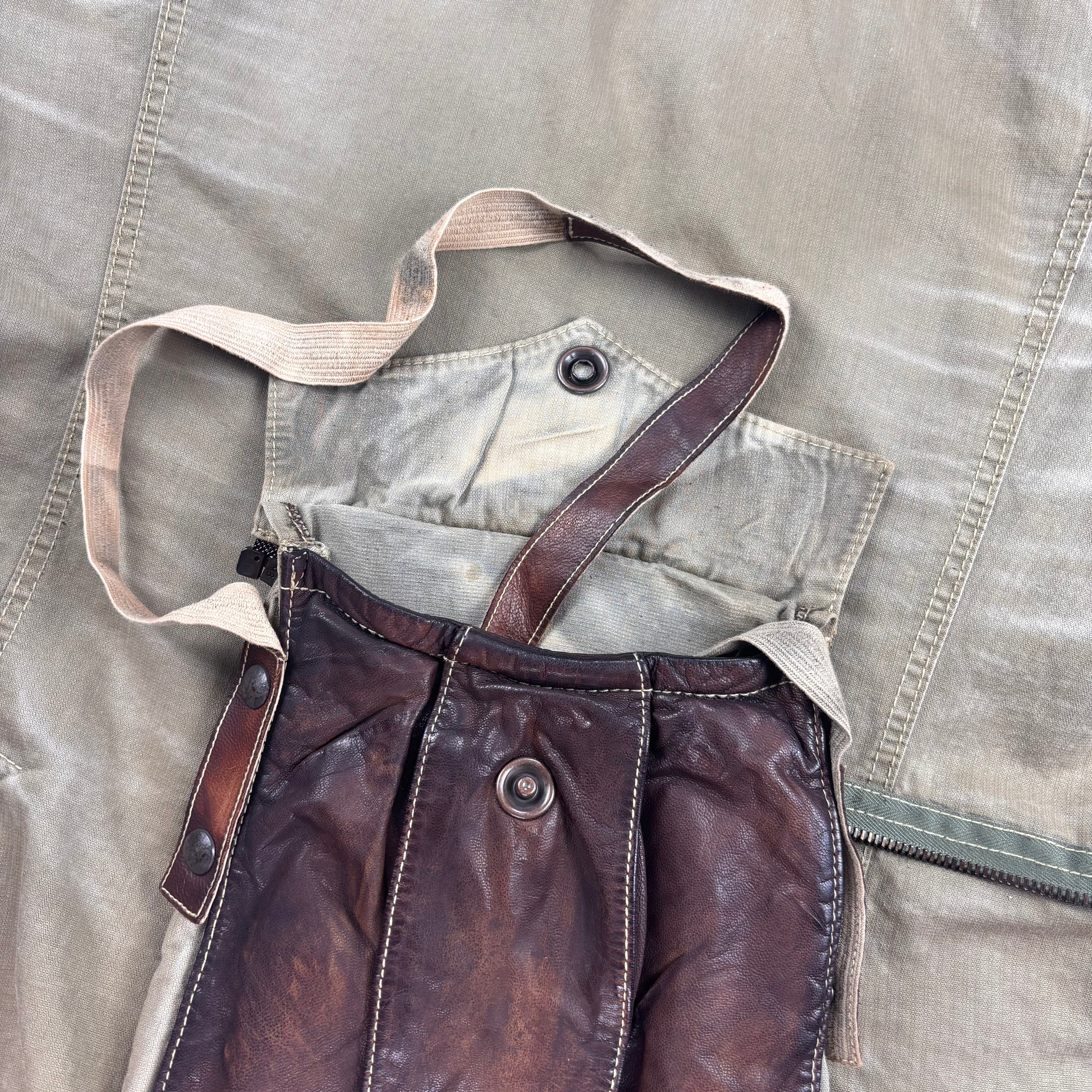 Boss Orange Jofi-D Two-Tone Leather & Canvas Jacket — Convertible Shoulder Bag