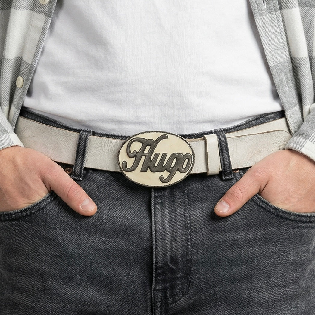 Hugo Boss Logo Buckle Leather Belt