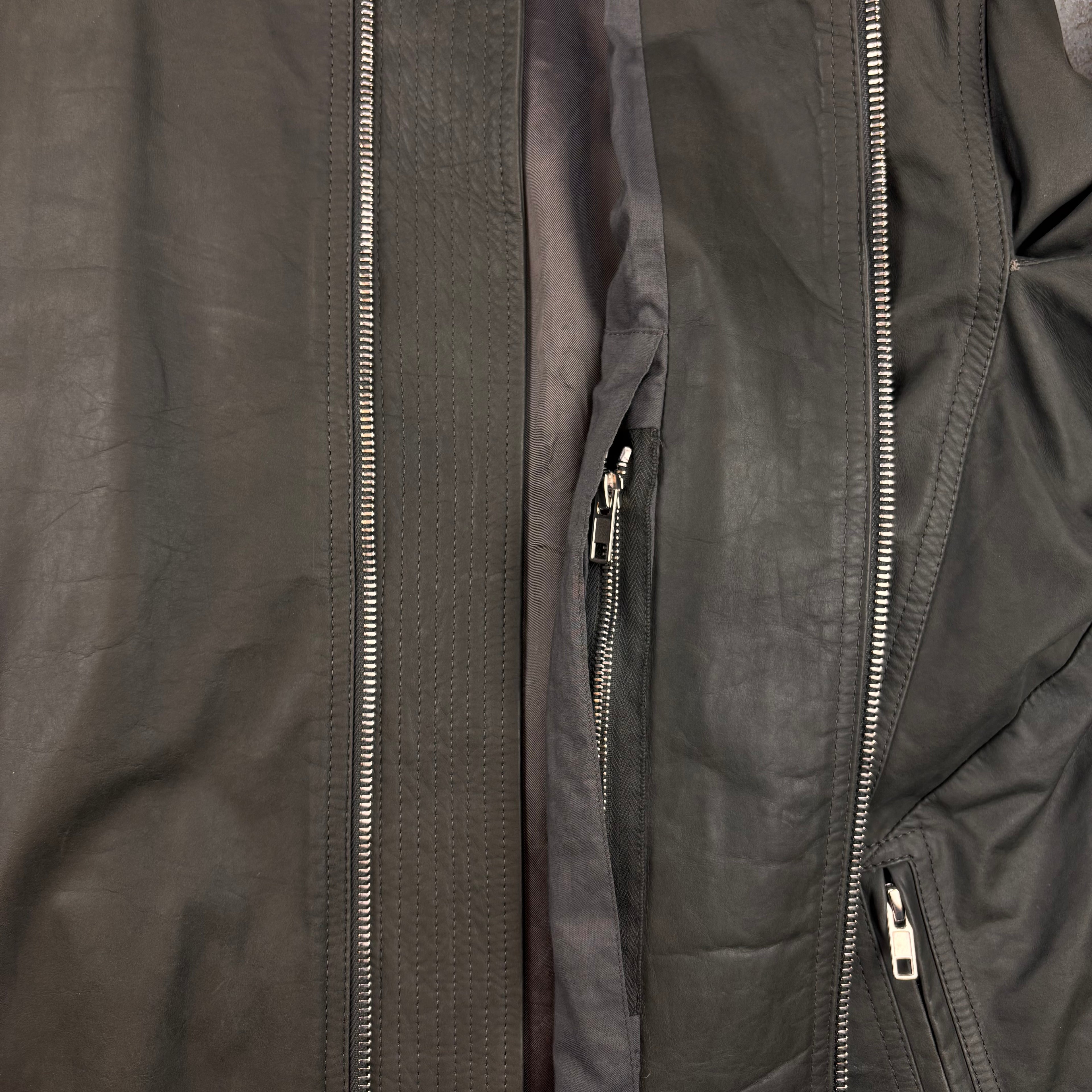 Rick Owens SS16 Cyclops Sternberg Calf Leather Rider Jacket Darkdust