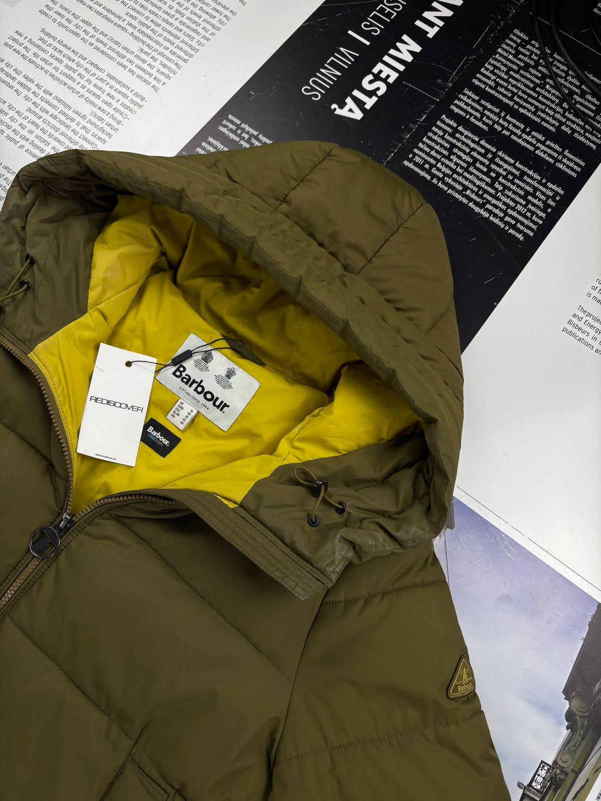 Barbour Saunton Quilt Hooded Puffer Jacket Olive Women's UK 14