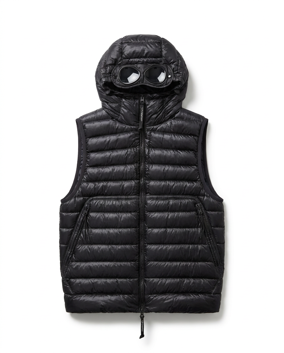 C.P. Company goggle down vest black front