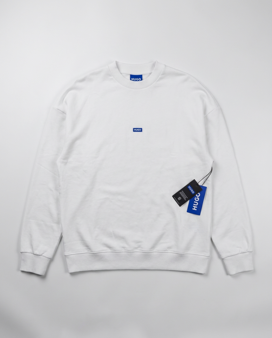 HUGO Nedro white crewneck sweatshirt, front flat-lay