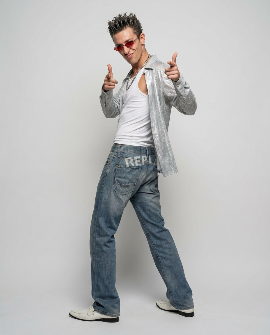 Y2K Replay jeans, on model