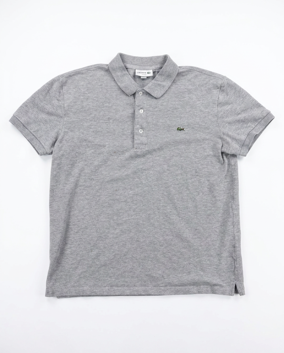 Lacoste slim fit grey polo, front flat-lay
