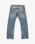 Y2K Replay jeans, back with distressed REPLAY logo