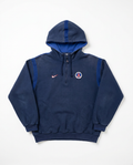 Vintage Nike PSG quarter-zip hoodie navy, front flat-lay