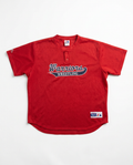 Majestic Warriors Wrestling red mesh jersey, front flat-lay