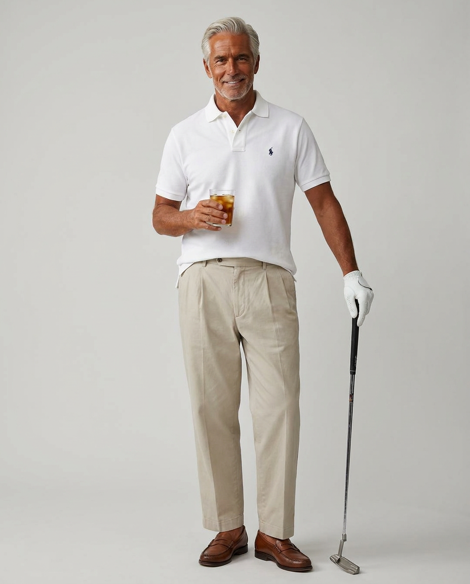 Polo Ralph Lauren white slim fit polo, on model