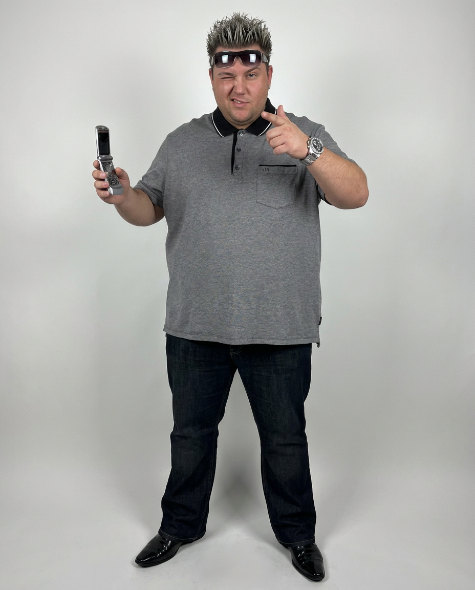 Armani Exchange grey pocket polo, on model
