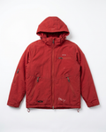 Vintage Oakley Software red hooded jacket, front flat-lay