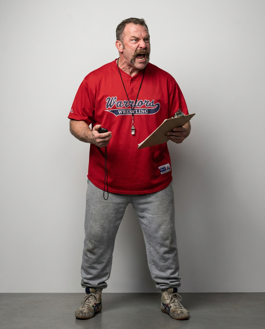 Majestic Warriors Wrestling jersey, on model