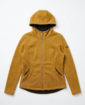 Audimas women's mustard Polartec fleece hooded jacket, front flat-lay