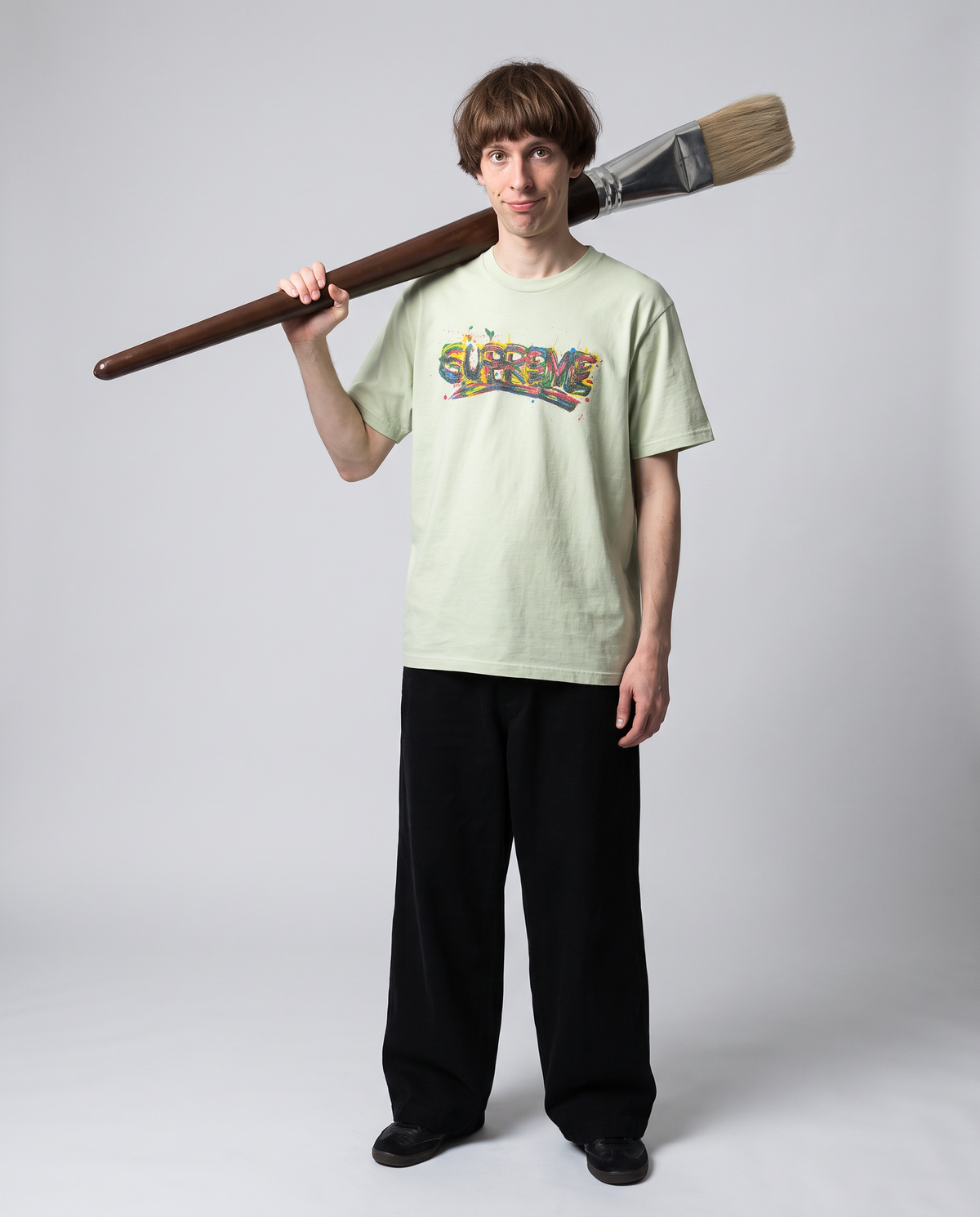 Supreme Paint Logo tee on model, AI styling preview