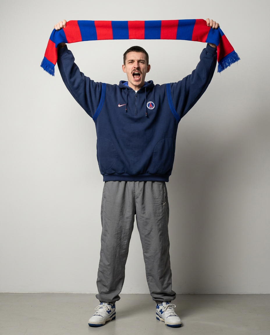 Vintage Nike PSG hoodie, on model
