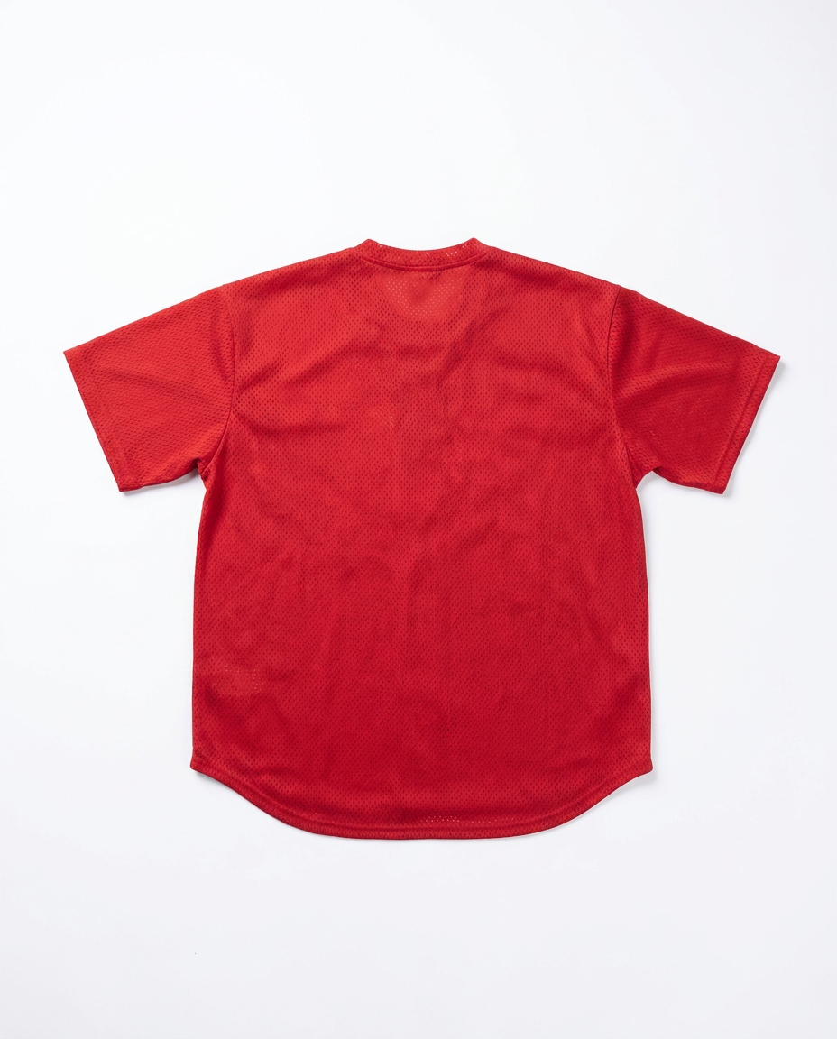 Majestic red mesh jersey, back flat-lay