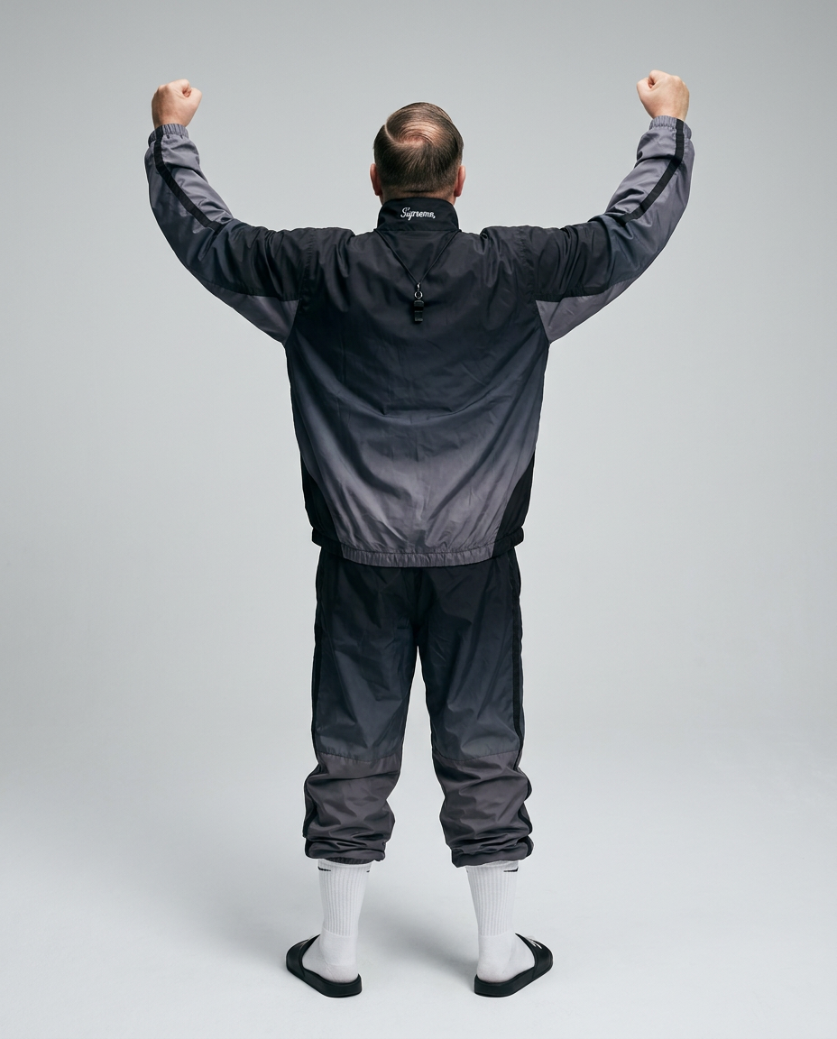 Supreme Umbro black tracksuit on model back