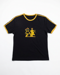 Jamarico Lion of Judah black ringer tee, front flat-lay