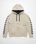 Hummel chunky ecru wool knit sherpa zip hoodie, front flat-lay