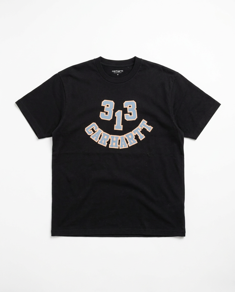 Carhartt WIP 313 Smile black t-shirt, front flat-lay
