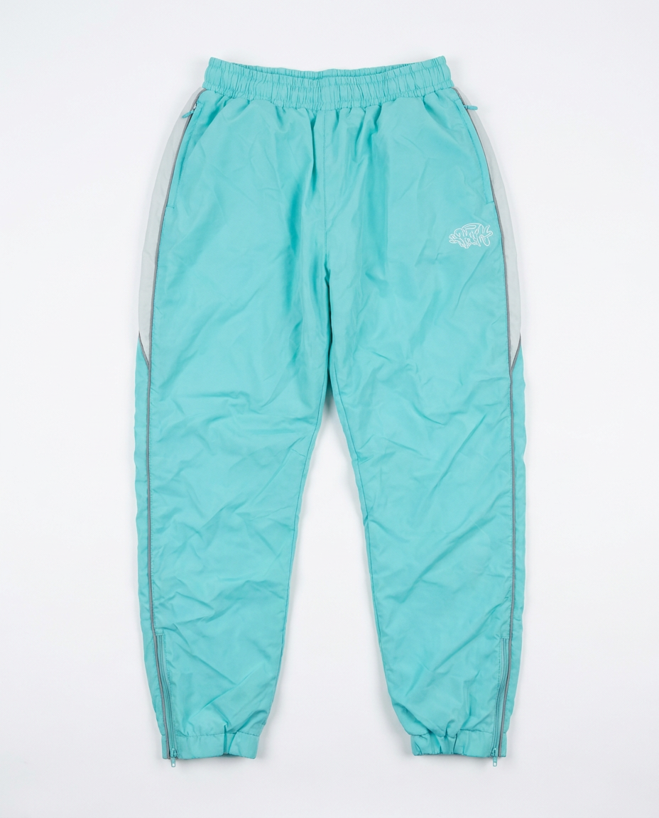 Syna World aqua nylon track pants, front flat-lay