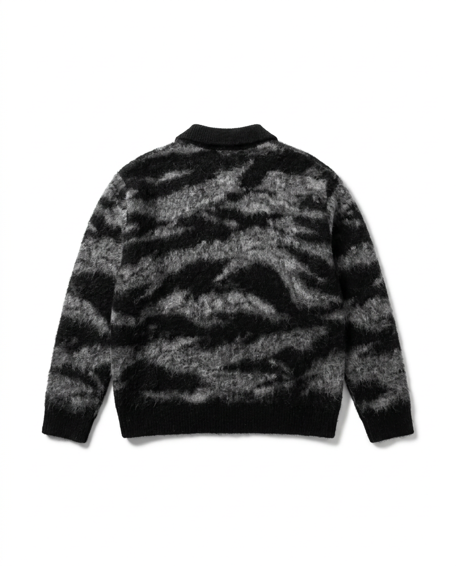 Corteiz mohair camo knit polo back